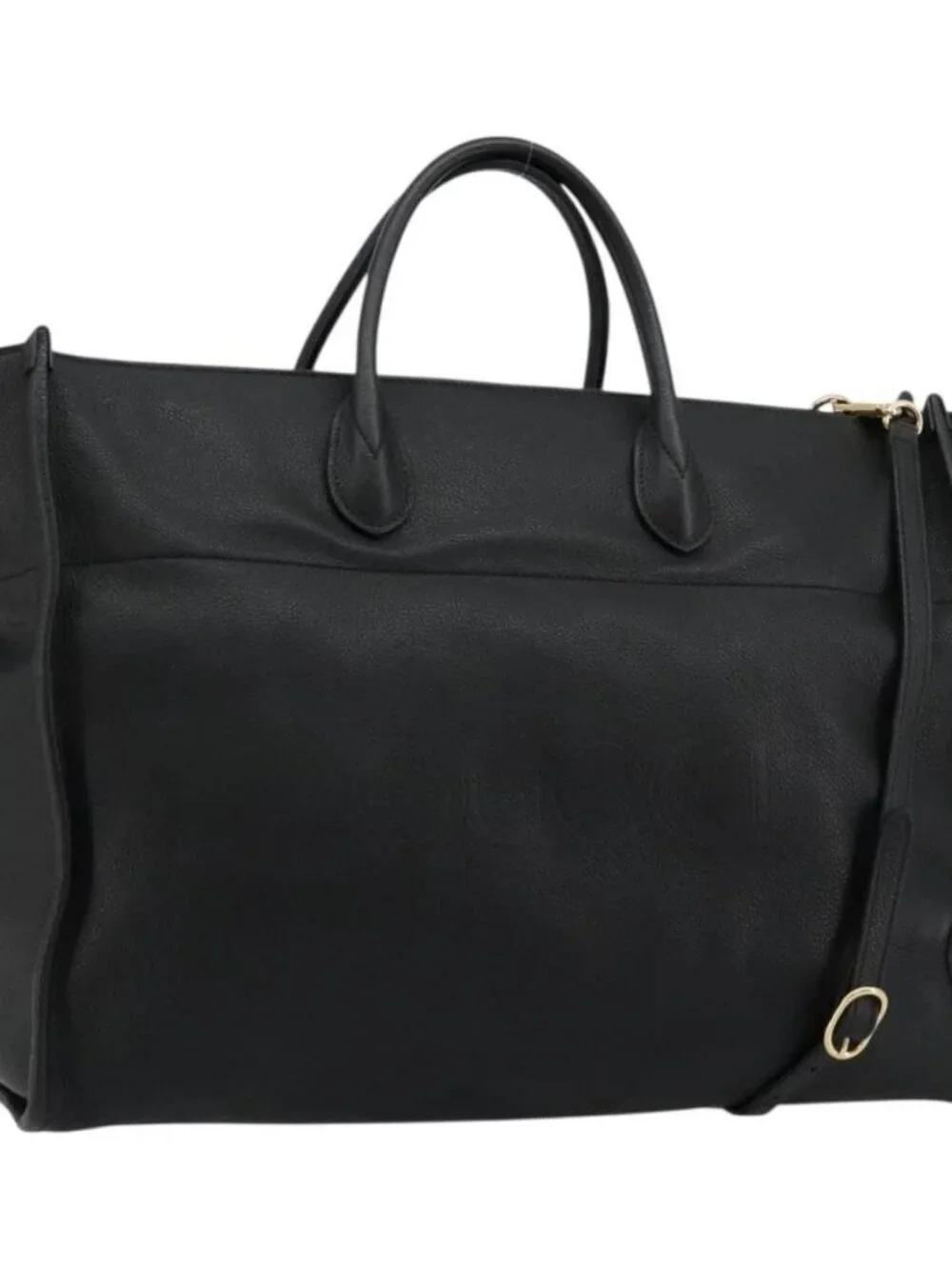 GUCCI Tote Bag Leather 2way Black Gold 674837 Auth